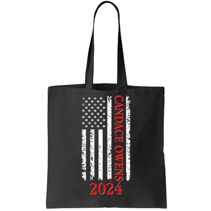 Candace Owens 2024 Distressed US Flag Tote Bag