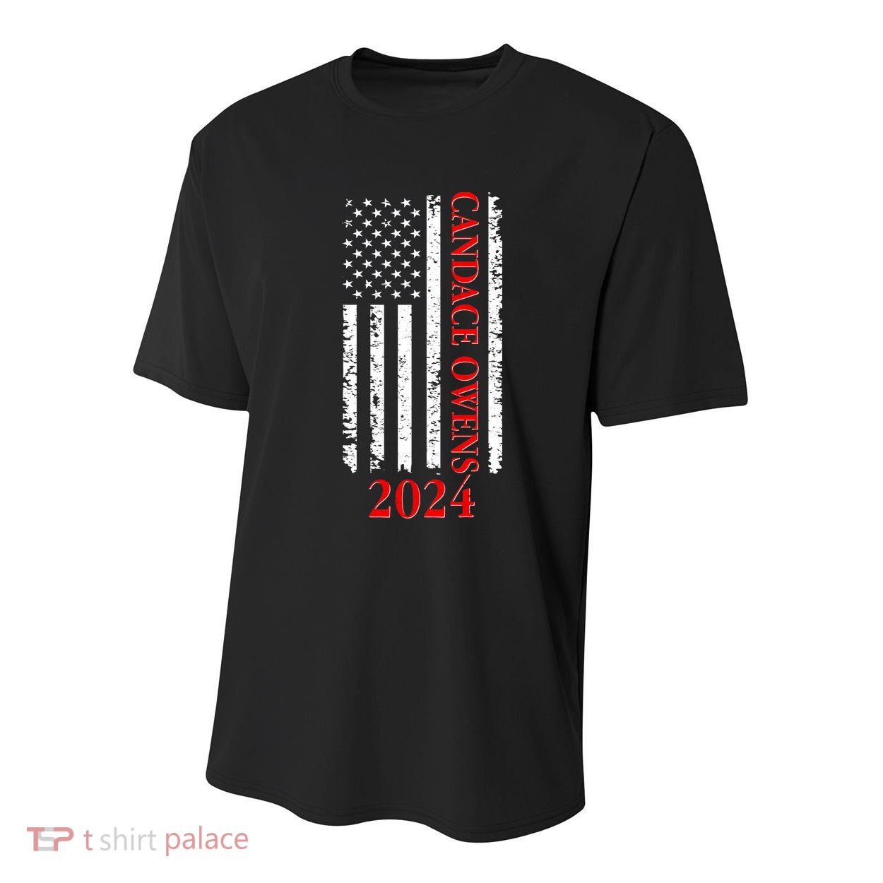 Candace Owens 2024 Distressed US Flag Youth Performance Sprint T-Shirt