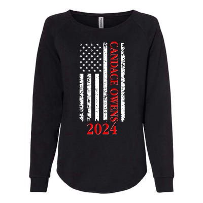 Candace Owens 2024 Distressed US Flag Womens California Wash Sweatshirt