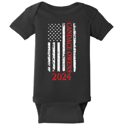 Candace Owens 2024 Distressed US Flag Baby Bodysuit