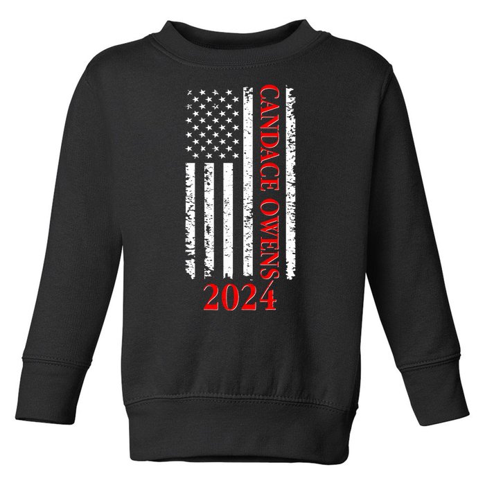 Candace Owens 2024 Distressed US Flag Toddler Sweatshirt