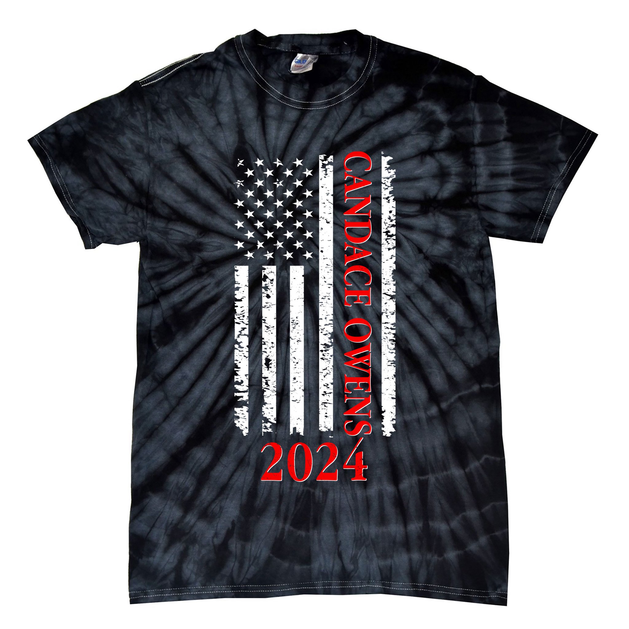 Candace Owens 2024 Distressed US Flag Tie-Dye T-Shirt