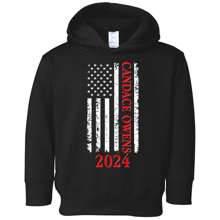 Candace Owens 2024 Distressed US Flag Toddler Hoodie