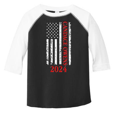 Candace Owens 2024 Distressed US Flag Toddler Fine Jersey T-Shirt