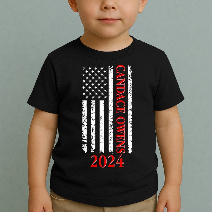 Candace Owens 2024 Distressed US Flag Toddler T-Shirt