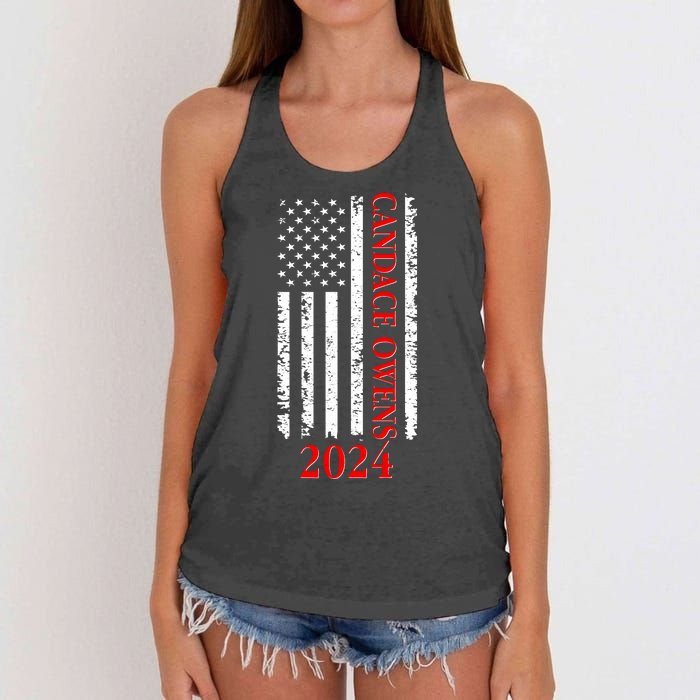 Candace Owens 2024 Distressed US Flag Women's Knotted Racerback Tank