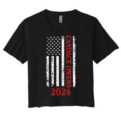 Candace Owens 2024 Distressed US Flag Women's Crop Top Tee