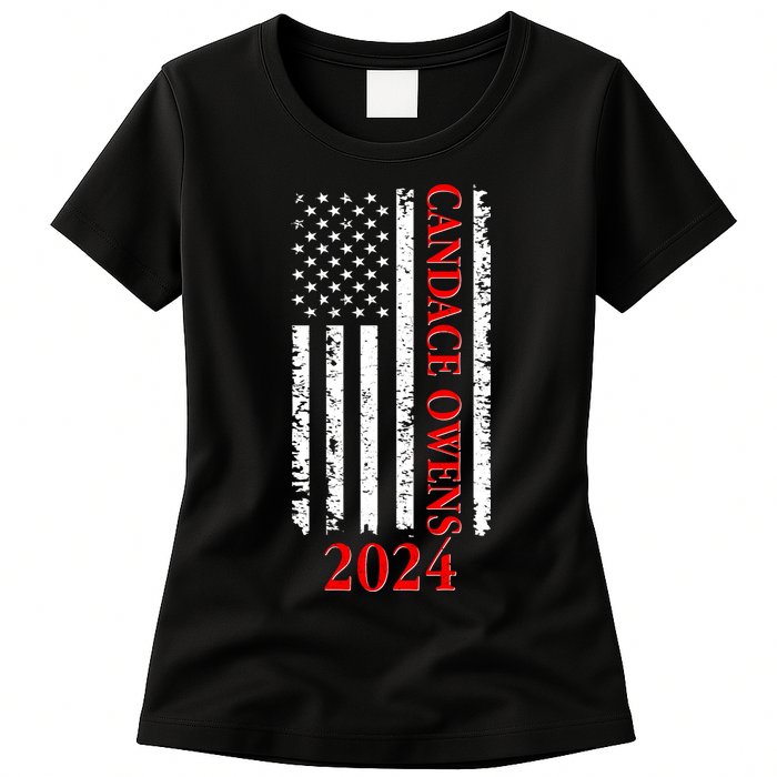 Candace Owens 2024 Distressed US Flag Womens T-Shirt