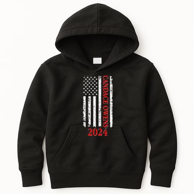 Candace Owens 2024 Distressed US Flag Kids Hoodie