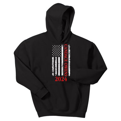 Candace Owens 2024 Distressed US Flag Kids Hoodie