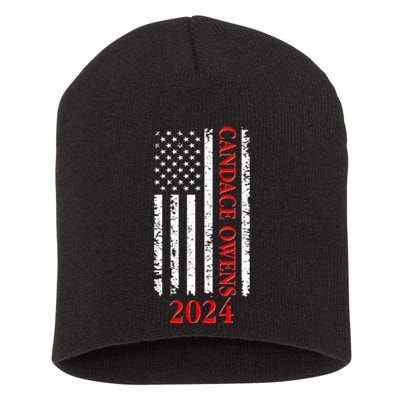 Candace Owens 2024 Distressed US Flag Short Acrylic Beanie