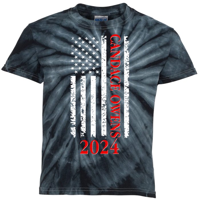 Candace Owens 2024 Distressed US Flag Kids Tie-Dye T-Shirt