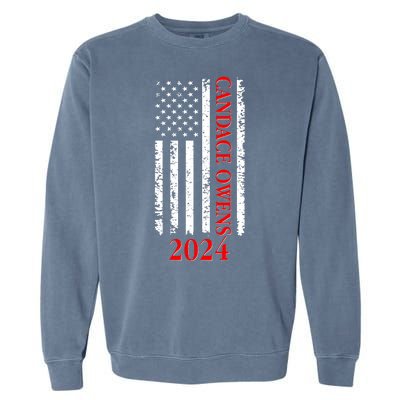 Candace Owens 2024 Distressed US Flag Garment-Dyed Sweatshirt