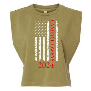 Candace Owens 2024 Distressed US Flag Garment-Dyed Women's Muscle Tee