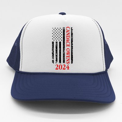 Candace Owens 2024 Distressed US Flag Trucker Hat