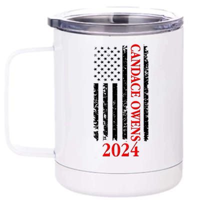 Candace Owens 2024 Distressed US Flag 12 oz Stainless Steel Tumbler Cup