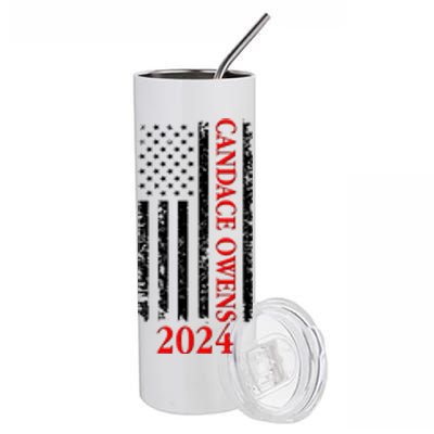 Candace Owens 2024 Distressed US Flag Stainless Steel Tumbler