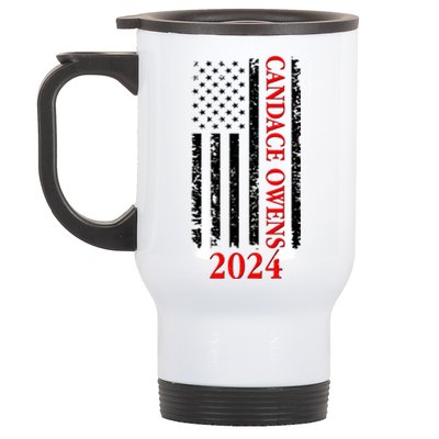 Candace Owens 2024 Distressed US Flag Stainless Steel Travel Mug