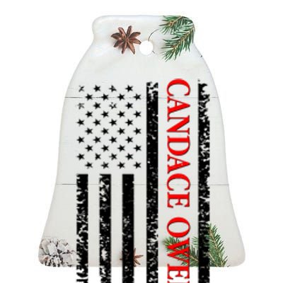 Candace Owens 2024 Distressed US Flag Ceramic Bell Ornament