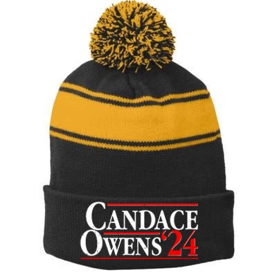 Candace Owens For President '24 Election Stripe Pom Pom Beanie