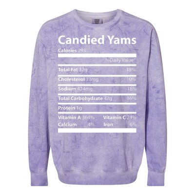 Candied Yams Nutritional Facts Funny Thanksgiving Colorblast Crewneck Sweatshirt