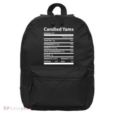 Candied Yams Nutritional Facts Funny Thanksgiving 16 in Basic Backpack