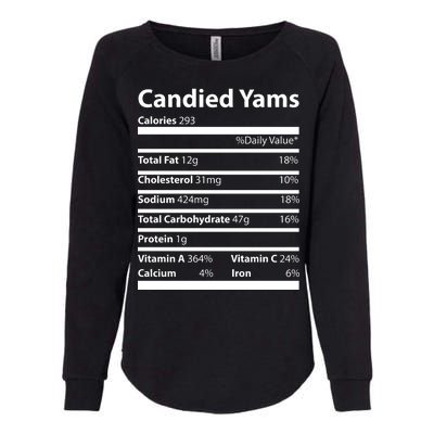 Candied Yams Nutritional Facts Funny Thanksgiving Womens California Wash Sweatshirt