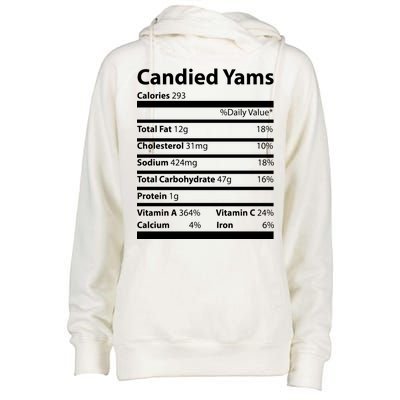 Candied Yams Nutritional Facts Funny Thanksgiving Womens Funnel Neck Pullover Hood