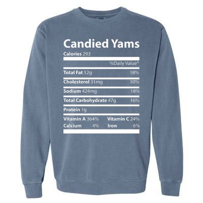 Candied Yams Nutritional Facts Funny Thanksgiving Garment-Dyed Sweatshirt