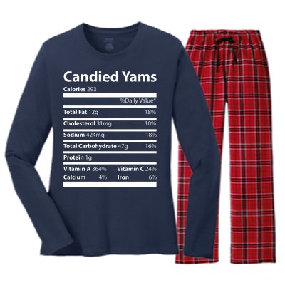 Candied Yams Nutritional Facts Funny Thanksgiving Women's Long Sleeve Flannel Pajama Set 