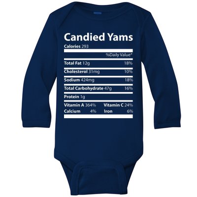 Candied Yams Nutritional Facts Funny Thanksgiving Baby Long Sleeve Bodysuit