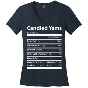 Candied Yams Nutritional Facts Funny Thanksgiving Women's V-Neck T-Shirt