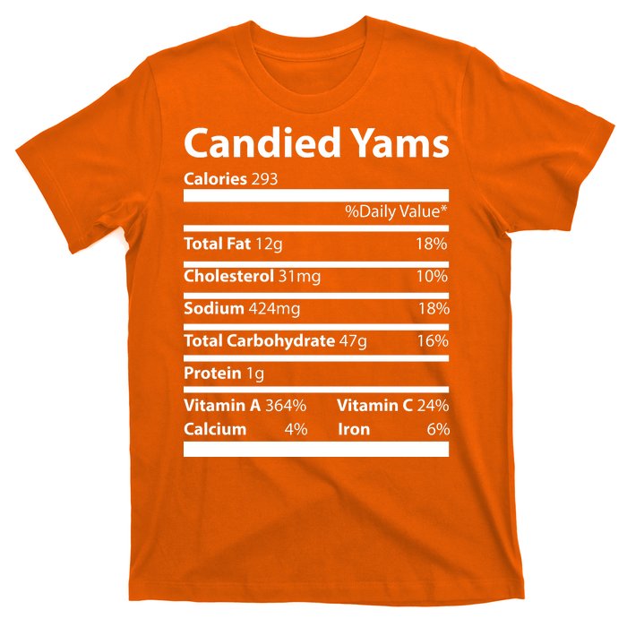 Candied Yams Nutritional Facts Funny Thanksgiving T-Shirt