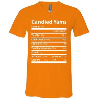 Candied Yams Nutritional Facts Funny Thanksgiving V-Neck T-Shirt