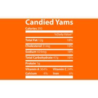 Candied Yams Nutritional Facts Funny Thanksgiving Bumper Sticker