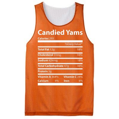 Candied Yams Nutritional Facts Funny Thanksgiving Mesh Reversible Basketball Jersey Tank