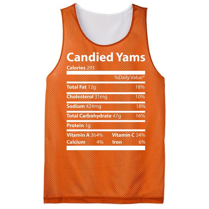 Candied Yams Nutritional Facts Funny Thanksgiving Mesh Reversible Basketball Jersey Tank