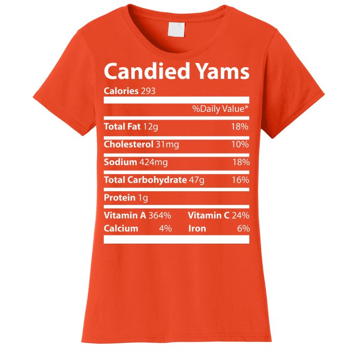 Candied Yams Nutritional Facts Funny Thanksgiving Women's T-Shirt