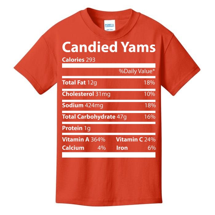 Candied Yams Nutritional Facts Funny Thanksgiving Kids T-Shirt