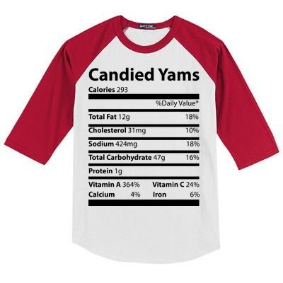 Candied Yams Nutritional Facts Funny Thanksgiving Kids Colorblock Raglan Jersey