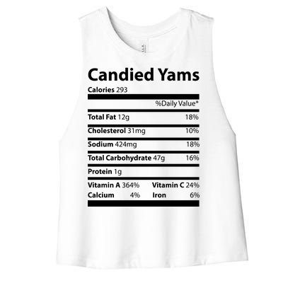 Candied Yams Nutritional Facts Funny Thanksgiving Women's Racerback Cropped Tank