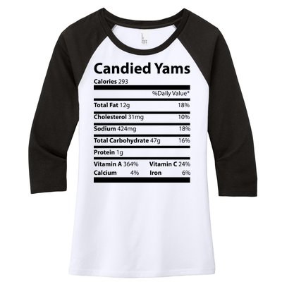 Candied Yams Nutritional Facts Funny Thanksgiving Women's Tri-Blend 3/4-Sleeve Raglan Shirt