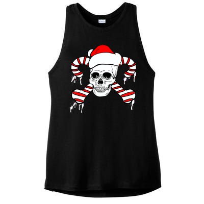 Candy Cane Skull Ladies PosiCharge Tri-Blend Wicking Tank