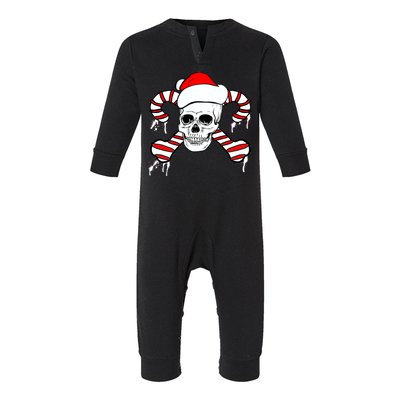 Candy Cane Skull Infant Fleece One Piece