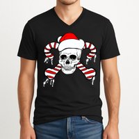 Candy Cane Skull V-Neck T-Shirt