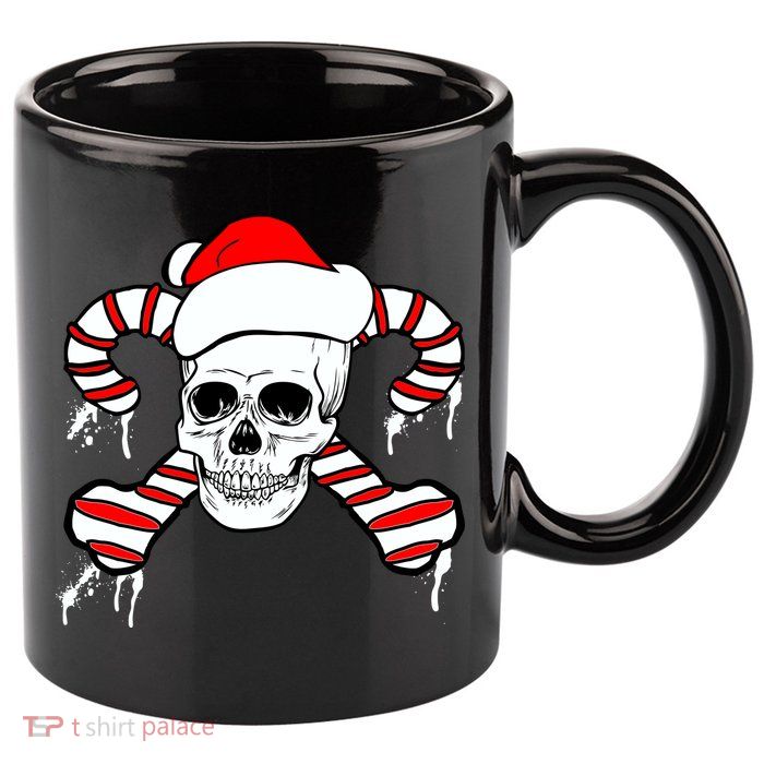 Candy Cane Skull 11oz C Handle Ceramic Mug