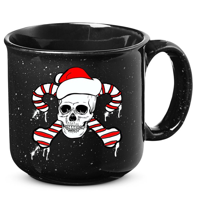 Candy Cane Skull 15oz Campfire Ceramic Mug