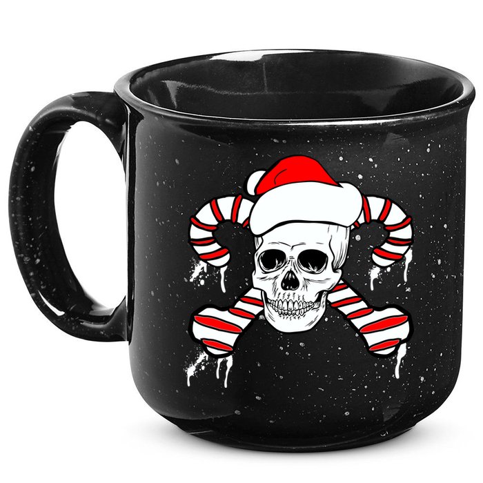 Candy Cane Skull 15oz Campfire Ceramic Mug