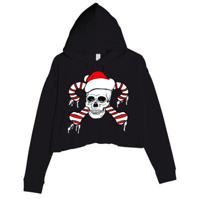 Candy Cane Skull Crop Fleece Hoodie