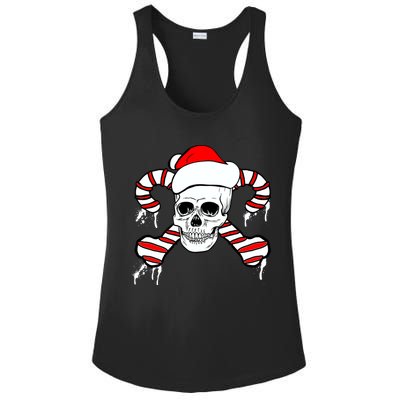 Candy Cane Skull Ladies PosiCharge Competitor Racerback Tank